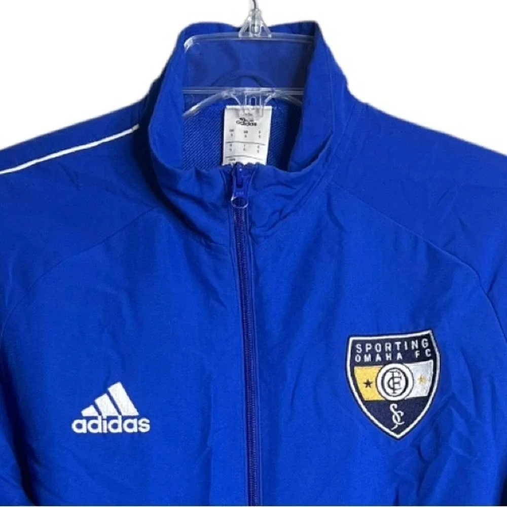 Adidas Jacket Mens Small Track Royal Blue‎ Sporting Omaha FC Soccer Streetwear